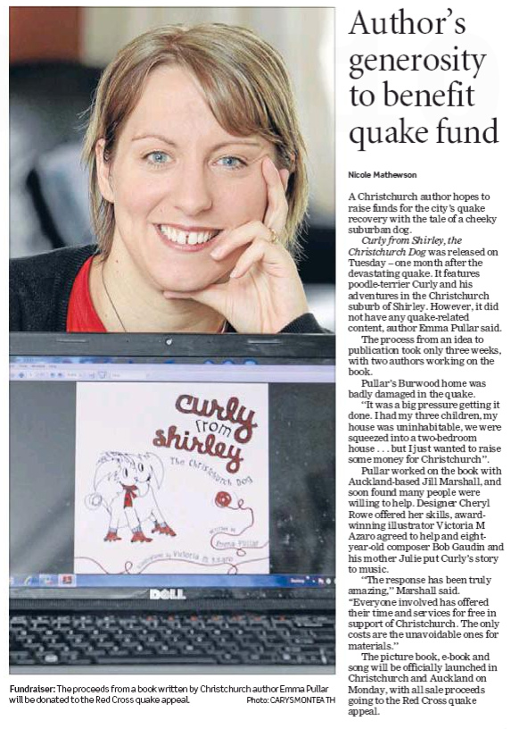 Emma Pullar donates to Christchurch earthquake fund